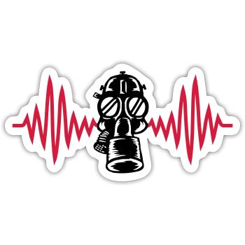 Pulse Retro Gas Mask Heartbeat - Sticker size S (10 x 10 cm) - white matte - Front