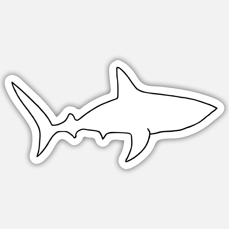Requin oneline blanc - Sticker taille S (10 x 10 cm) - blanc mat