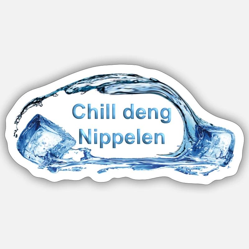 ChilldengNippelen - Sticker taille S (10 x 10 cm) - blanc mat