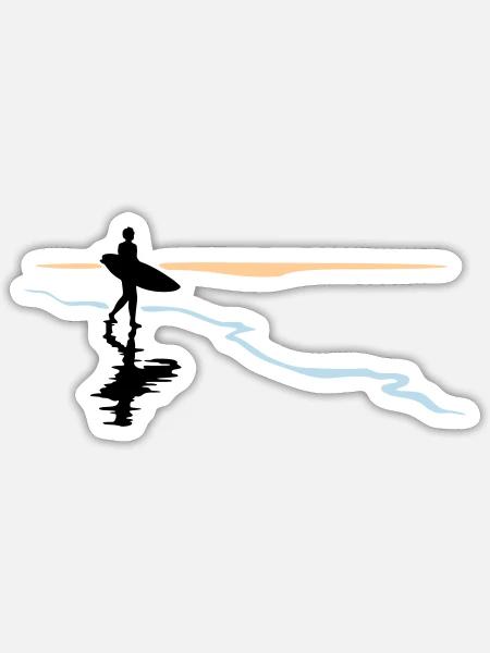 Surfer at the beach - Sticker Größe S (10 x 10 cm) - Mattweiß