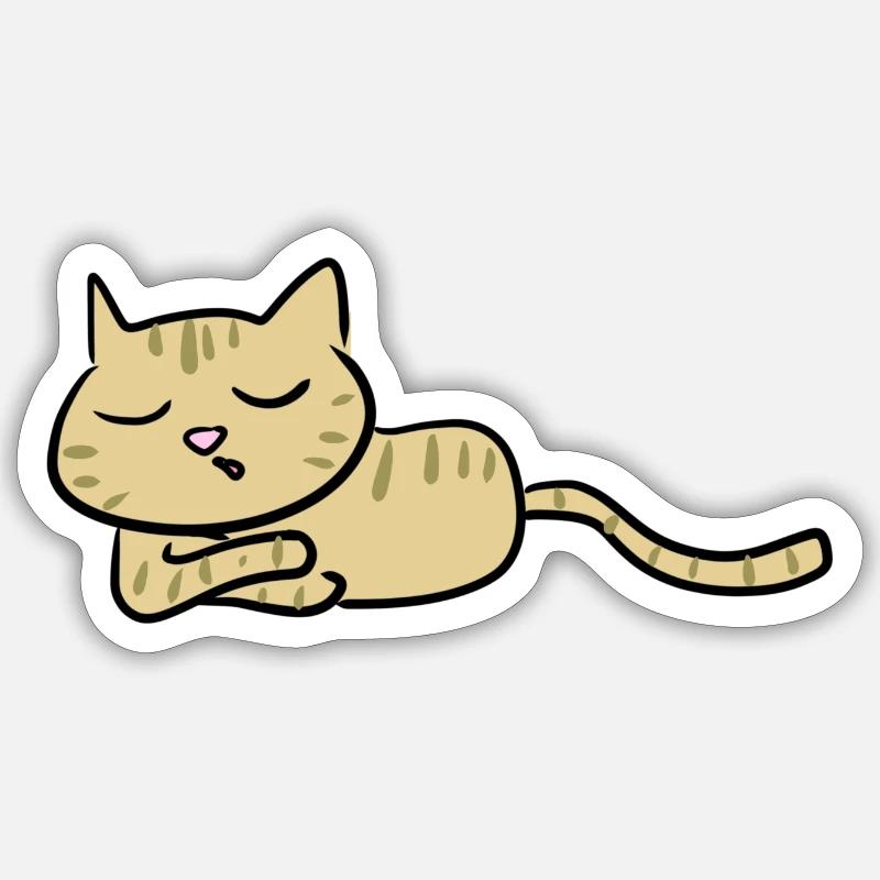 chat fatigué nuit de sommeil - Sticker taille S (10 x 10 cm) - blanc mat