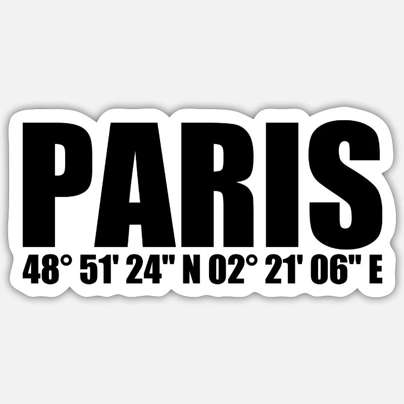 Coordonnées de Paris - Sticker taille S (10 x 10 cm) - blanc mat