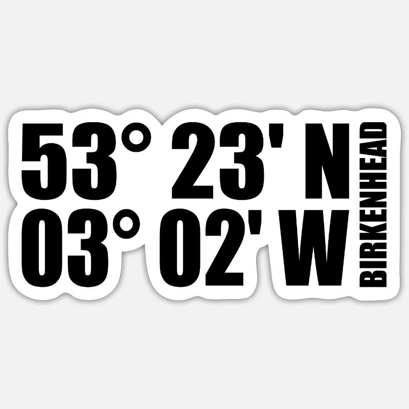 Coordonnées birkenhead - Sticker taille S (10 x 10 cm) - blanc mat