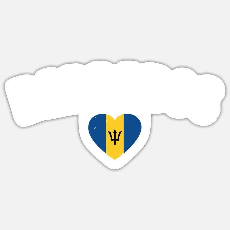 Barbade Barbade Drapeau Barbadien - Sticker taille S (10 x 10 cm) - blanc mat