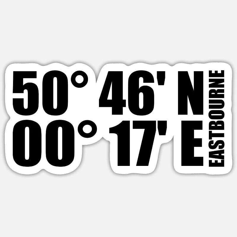 Coordonnées d’Eastbourne - Sticker taille S (10 x 10 cm) - blanc mat