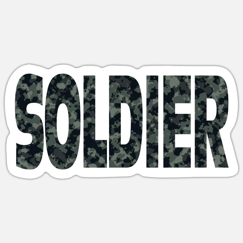 soldat - Sticker taille S (10 x 10 cm) - blanc mat