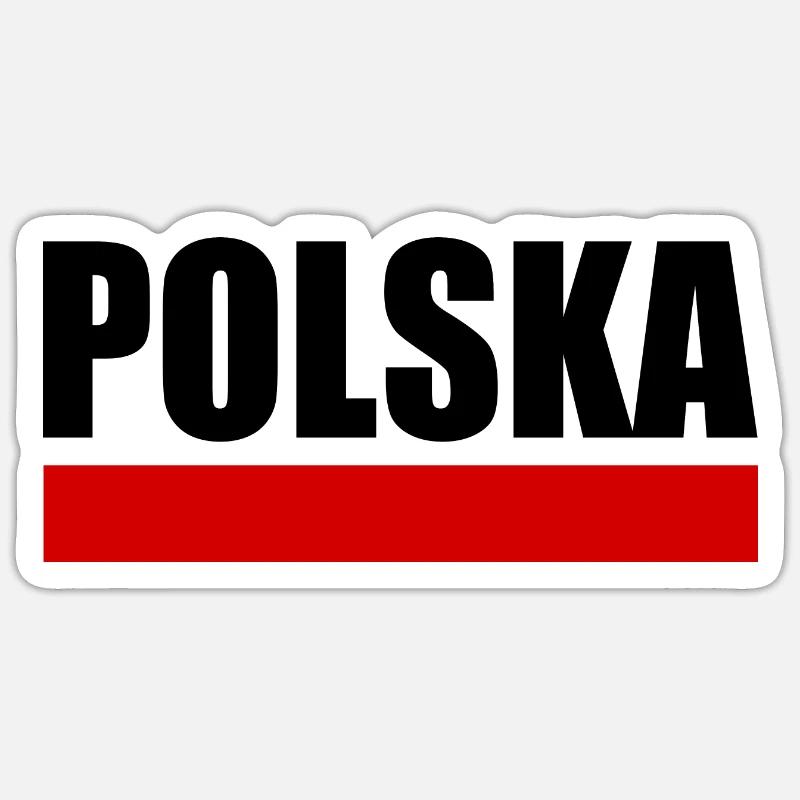 DRAPEAU POLOGNE - Sticker taille S (10 x 10 cm) - blanc mat
