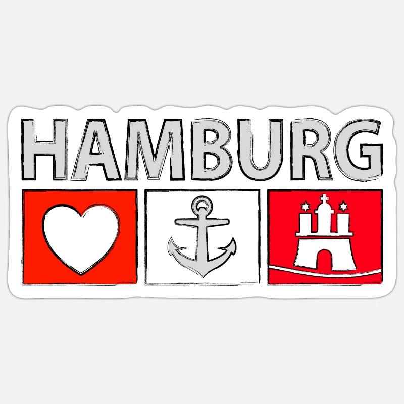 Hambourg - Sticker taille S (10 x 10 cm) - blanc mat