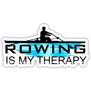 Rudern ist meine Therapie, Rudern, Ruderer - Sticker Größe S (10 x 10 cm) - Mattweiß - Vorne