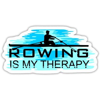 Rudern ist meine Therapie, Rudern, Ruderer - Sticker Größe S (10 x 10 cm) - Mattweiß - Vorne