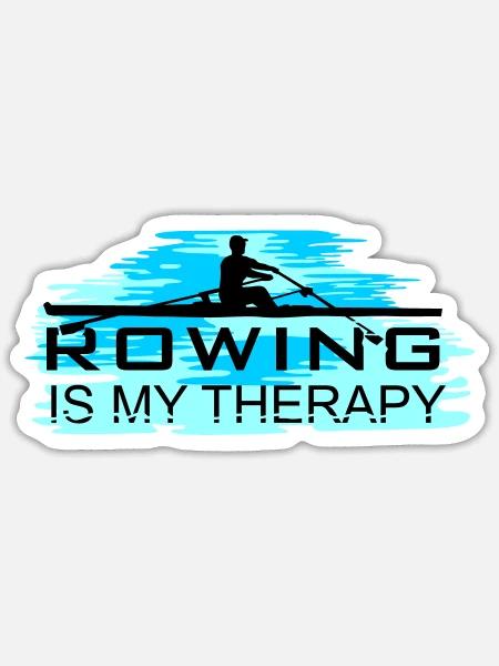 Rudern ist meine Therapie, Rudern, Ruderer - Sticker Größe S (10 x 10 cm) - Mattweiß