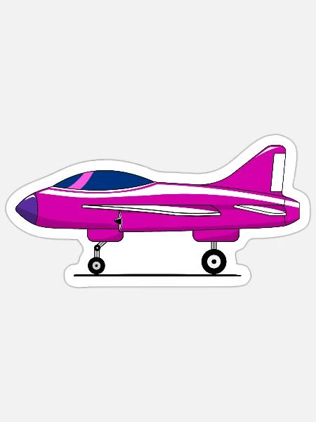 Flugzeug Fahrwerk Pink - Sticker Größe S (10 x 10 cm) - Mattweiß
