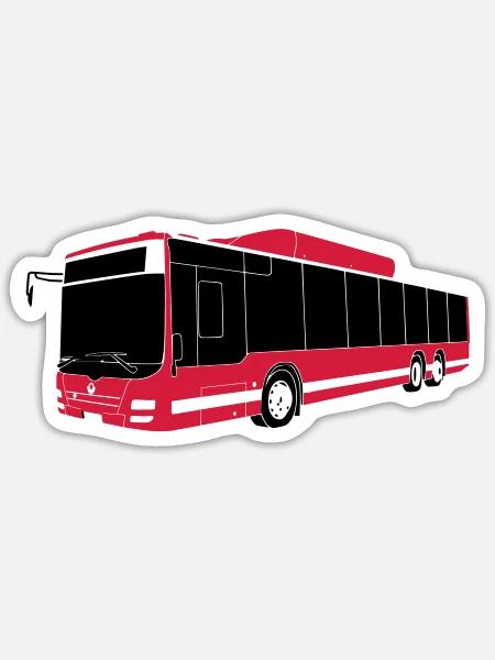 Bus de Stockholm - Sticker taille S (10 x 10 cm) - blanc mat