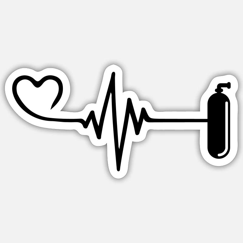 Oxygen Diving Pulse Heart Sticker size S (10 x 10 cm)