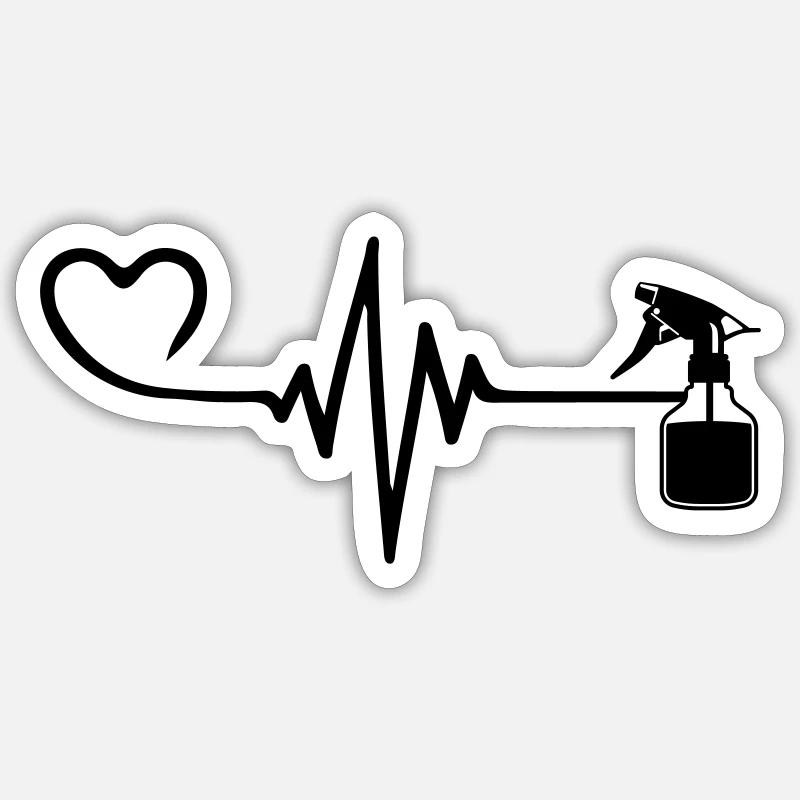 Barber Puls Herz Liebe - Sticker Größe S (10 x 10 cm) - Mattweiß