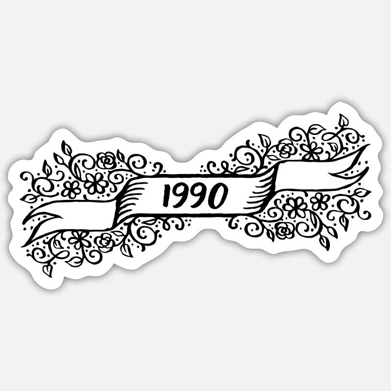 1990 Birthday present - Sticker size S (10 x 10 cm) - white matte
