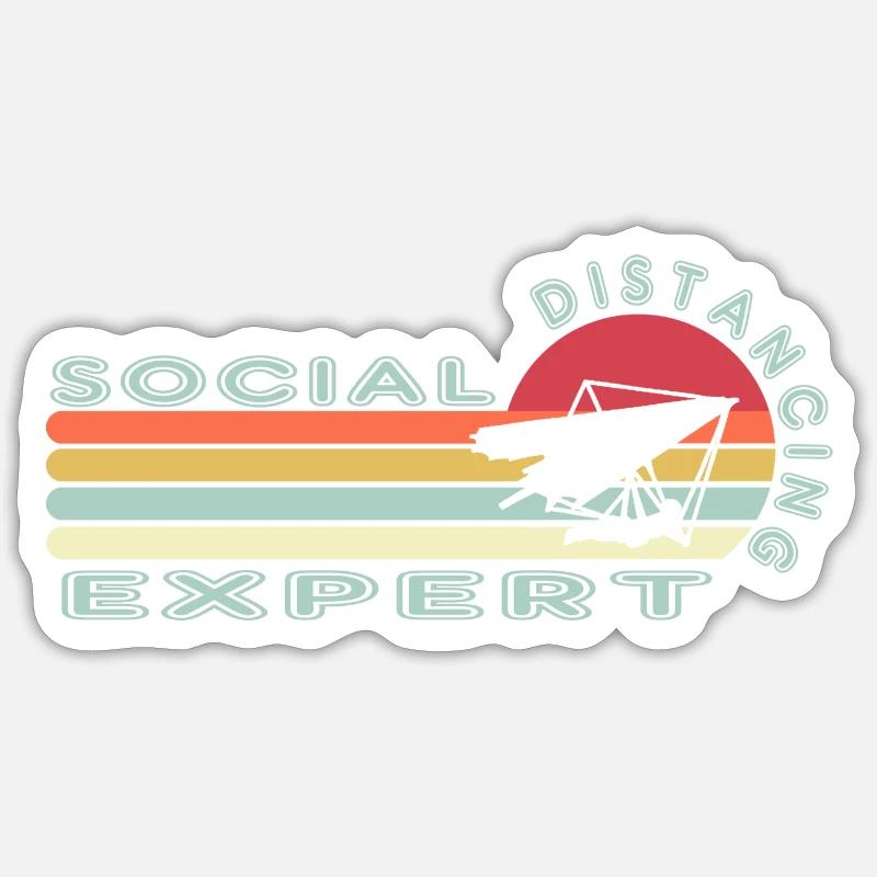 Expert en distanciation sociale Deltaplane - Sticker taille S (10 x 10 cm) - blanc mat