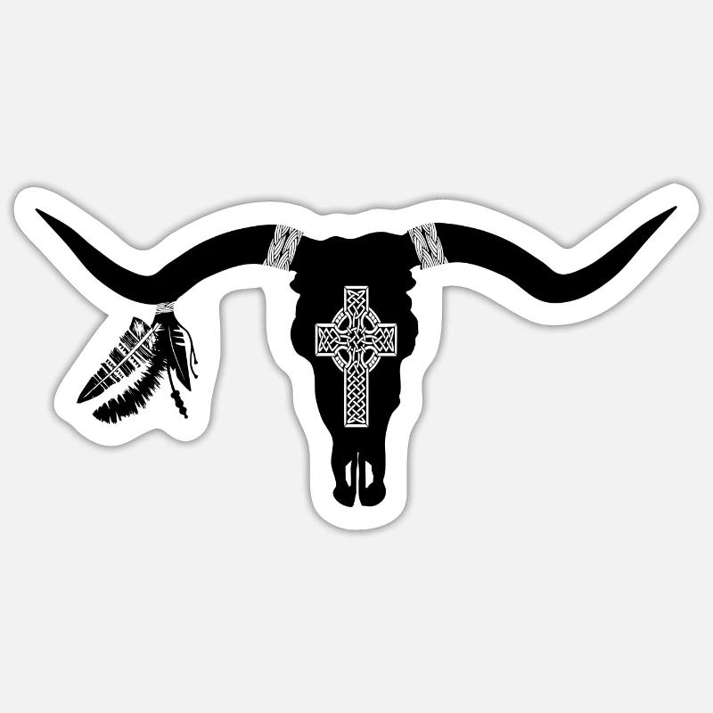 Skull with feathers Sticker size S (10 x 10 cm)