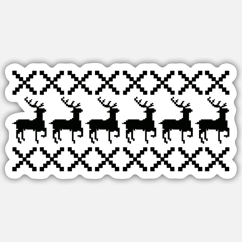 Deer Norway pattern - Sticker size S (10 x 10 cm) - white matte