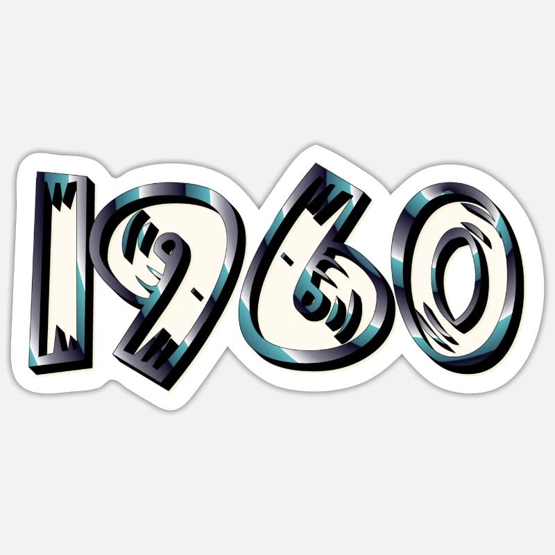 Année 1960 - Sticker taille S (10 x 10 cm) - blanc mat