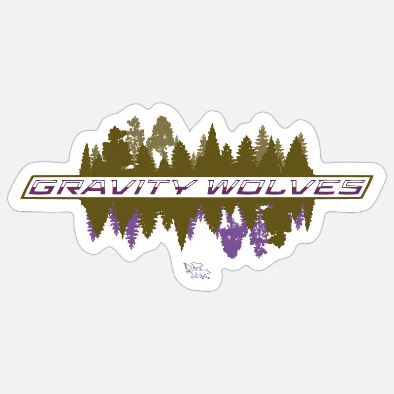 Gravity Wolves Woods reflected - Sticker size S (10 x 10 cm) - white matte