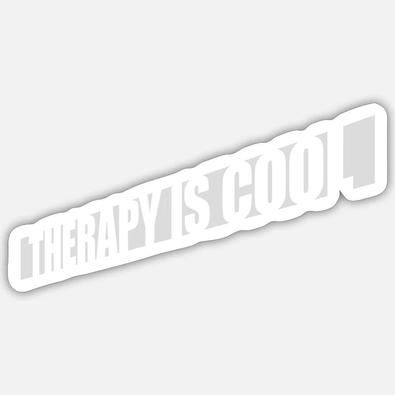 therapy is cool Zitat - Sticker Größe S (10 x 10 cm) - Mattweiß