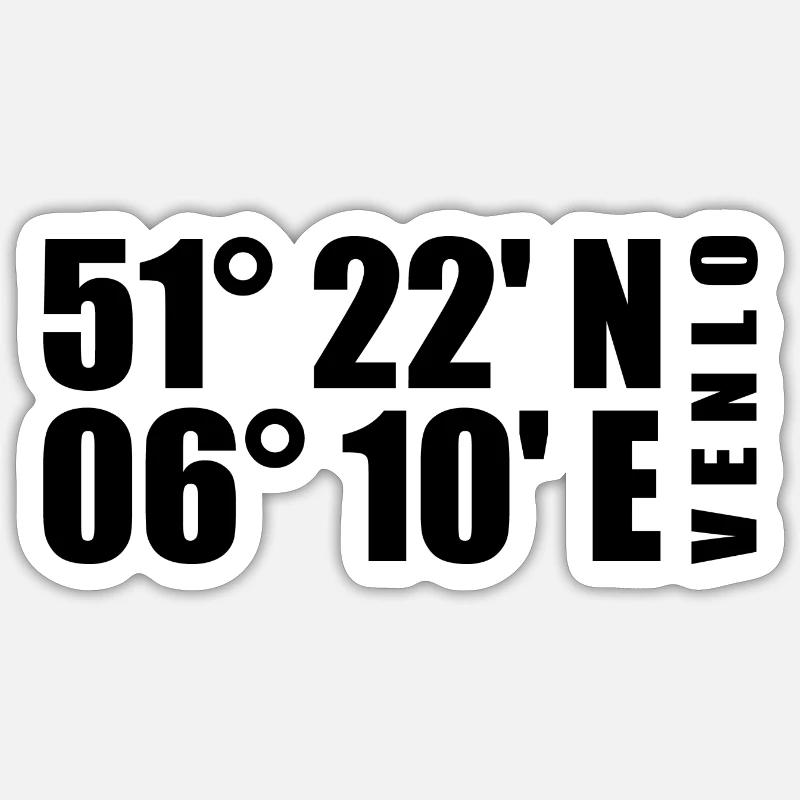 Coordonnées Venlo - Sticker taille S (10 x 10 cm) - blanc mat