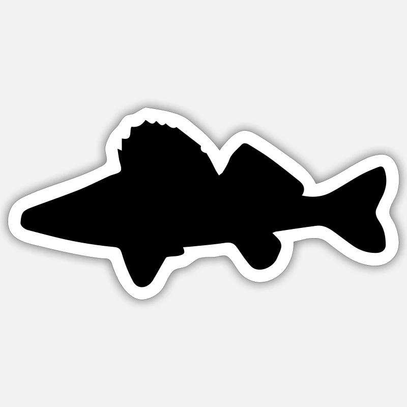 Perche - Sander lucioperca - pêcheur, poisson - Sticker taille S (10 x 10 cm) - blanc mat
