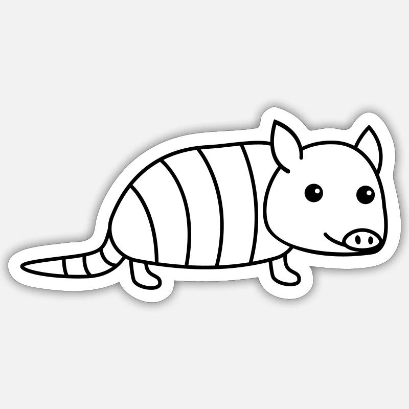 Gürteltier Comic Tier - Sticker Größe S (10 x 10 cm) - Mattweiß