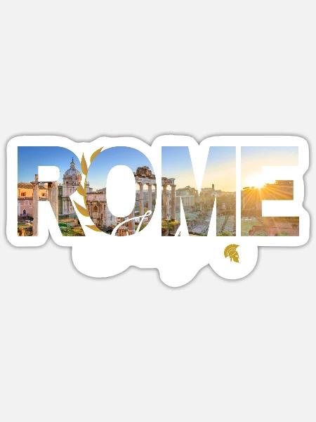 Rom, Italien, Skyline-Sonnenstrahl-Kunstwerke - Sticker Größe S (10 x 10 cm) - Mattweiß