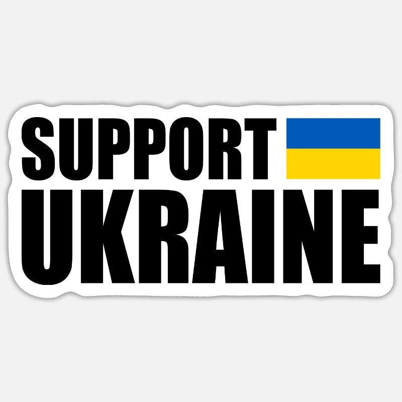 Support ukraine - Sticker taille S (10 x 10 cm) - blanc mat