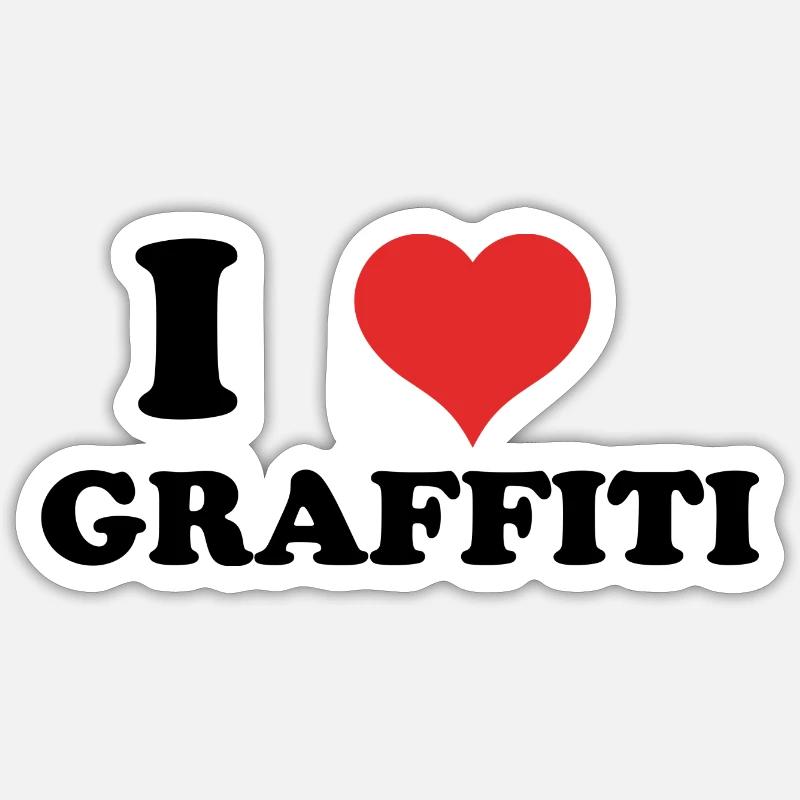 J’adore les graffitis - Sticker taille S (10 x 10 cm) - blanc mat