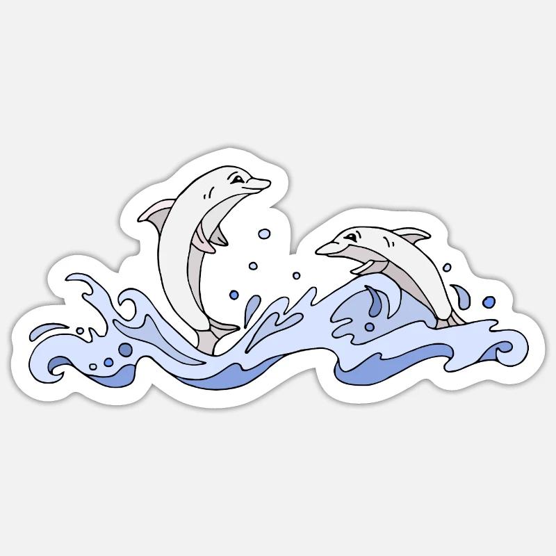 Dauphins - Sticker taille S (10 x 10 cm) - blanc mat