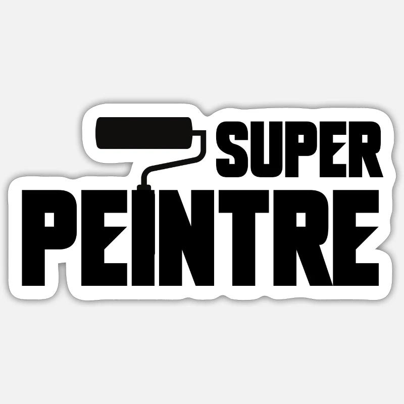 super peintre - Sticker taille S (10 x 10 cm) - blanc mat