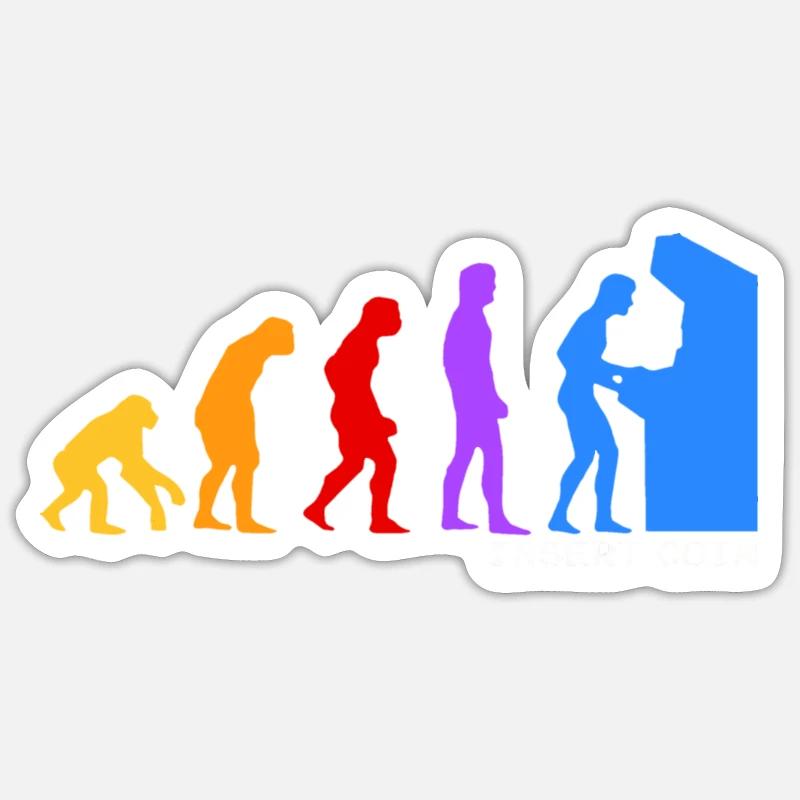 Evolution de l'homme - Sticker taille S (10 x 10 cm) - blanc mat