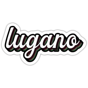 Lugano Neon Lettering Multiple Shadows - Sticker size S (10 x 10 cm) - white matte - Front