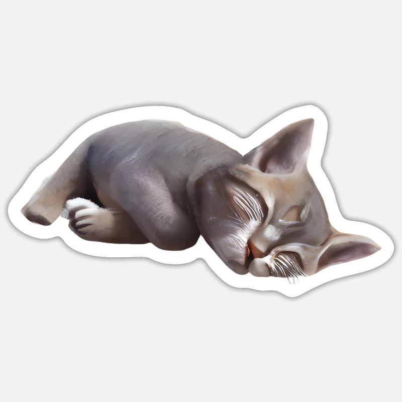 Schlafende Katze - Sticker Größe S (10 x 10 cm) - Mattweiß