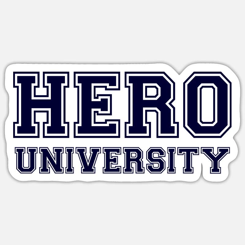 Hero University - Blue Text - Sticker size S (10 x 10 cm) - white matte