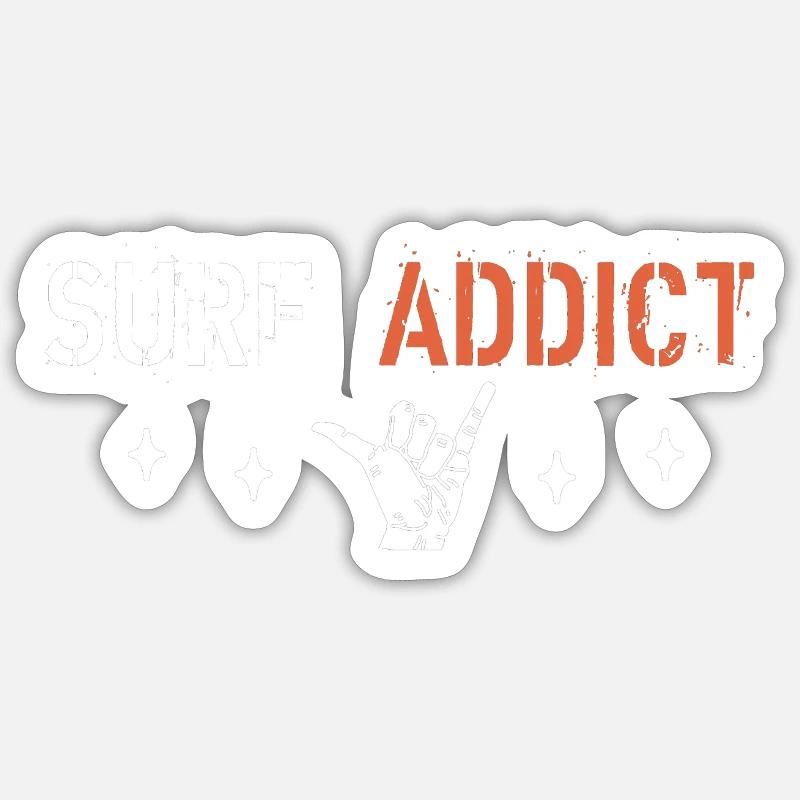 Surf-Süchtiger - Sticker Größe S (10 x 10 cm) - Mattweiß