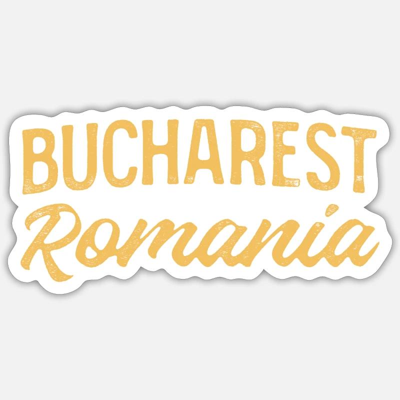 Bucharest Retro Lettering - Sticker size S (10 x 10 cm) - white matte