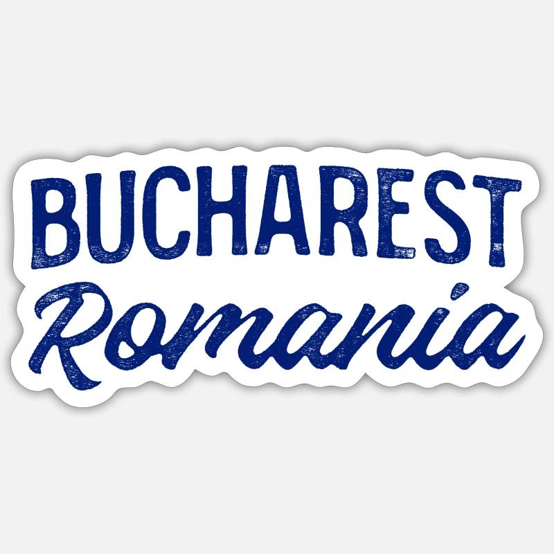 Bucarest, Roumanie, Lettrage à la main - Sticker taille S (10 x 10 cm) - blanc mat