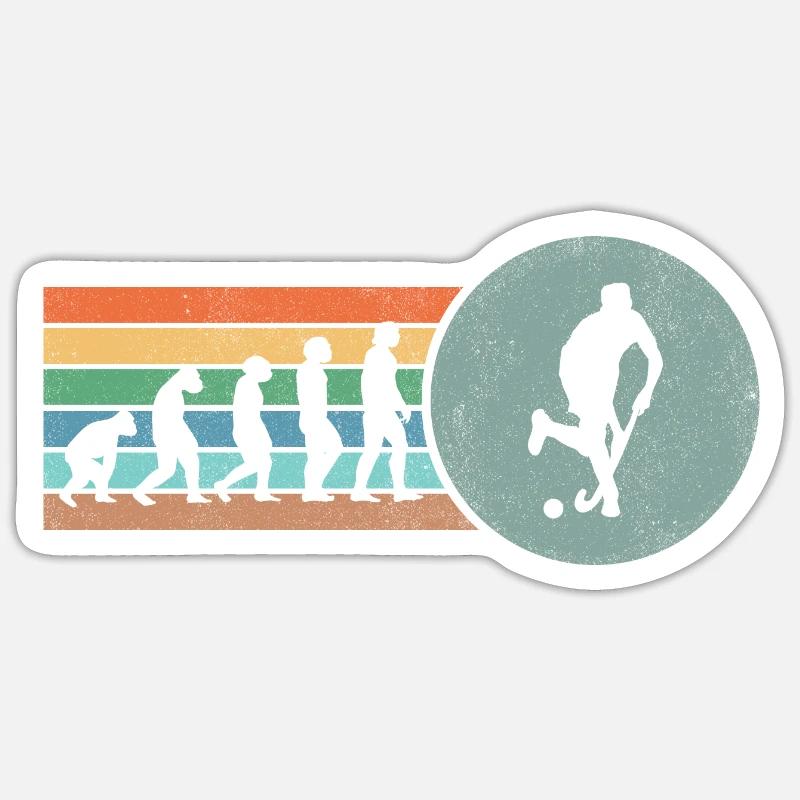 Évolution des joueurs de hockey sur gazon Retro Scoring Goalke - Sticker taille S (10 x 10 cm) - blanc mat