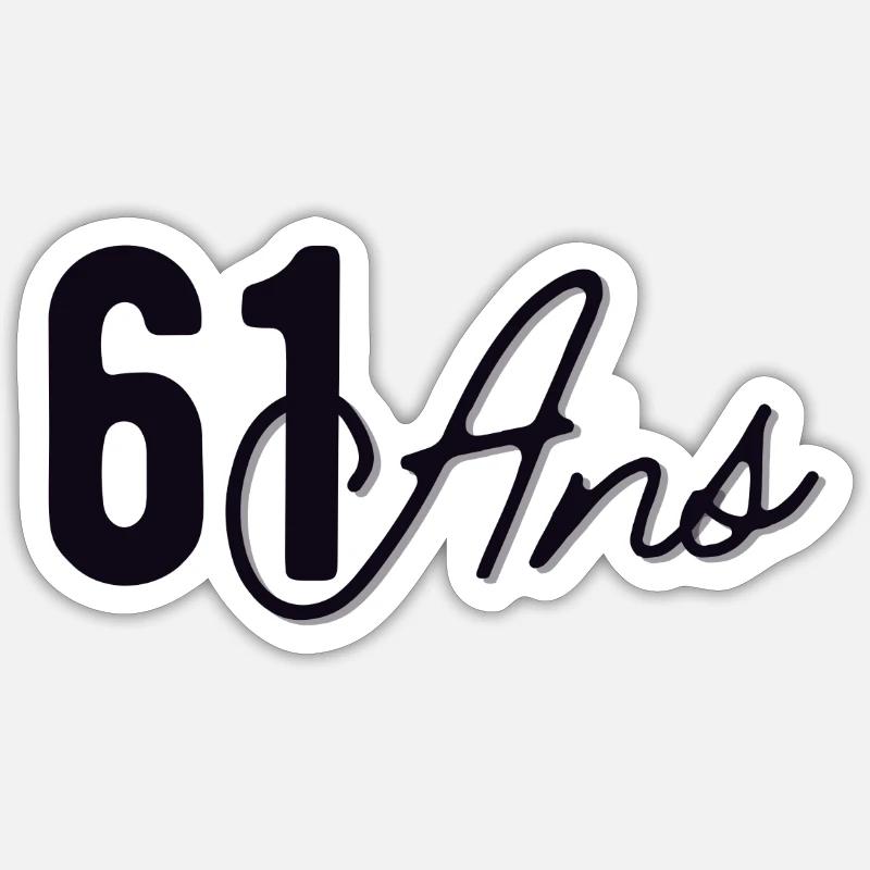 61 Ans - Sticker taille S (10 x 10 cm) - blanc mat