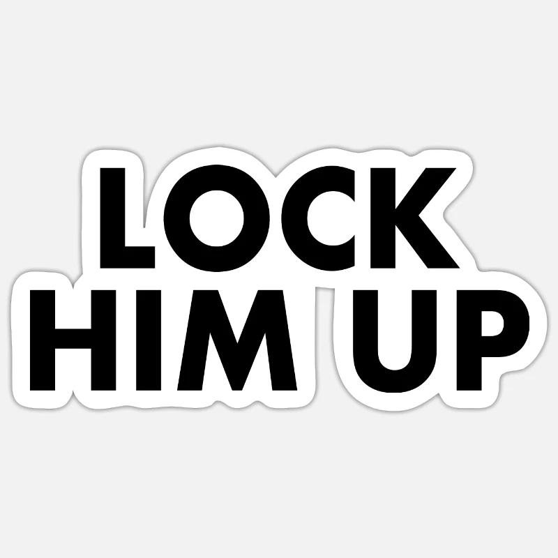 Lock him up - Sticker taille S (10 x 10 cm) - blanc mat