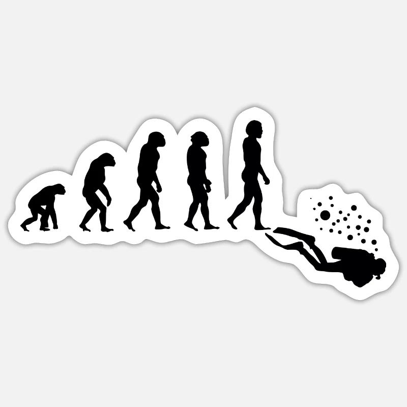 Plongée Plongeuse Scuba Evolution - Sticker taille S (10 x 10 cm) - blanc mat