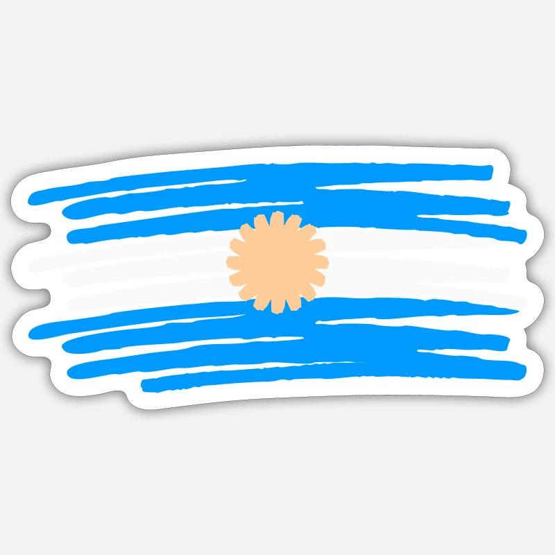 Argentinia Argentinien Flag Flagge painted gemalt Sticker Größe S (10 x 10 cm)