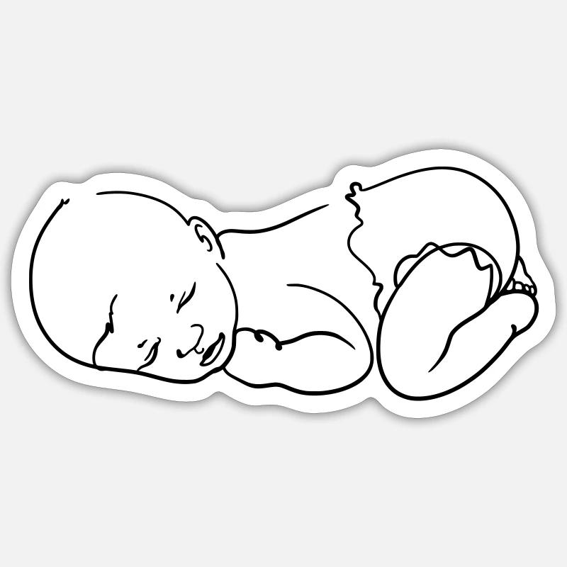 Bébé qui dort Sticker taille S (10 x 10 cm)