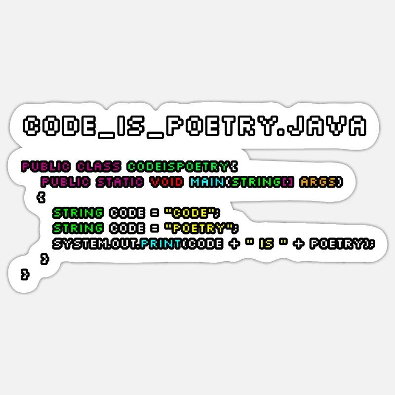 Le code est poetry.java - Sticker taille S (10 x 10 cm) - blanc mat