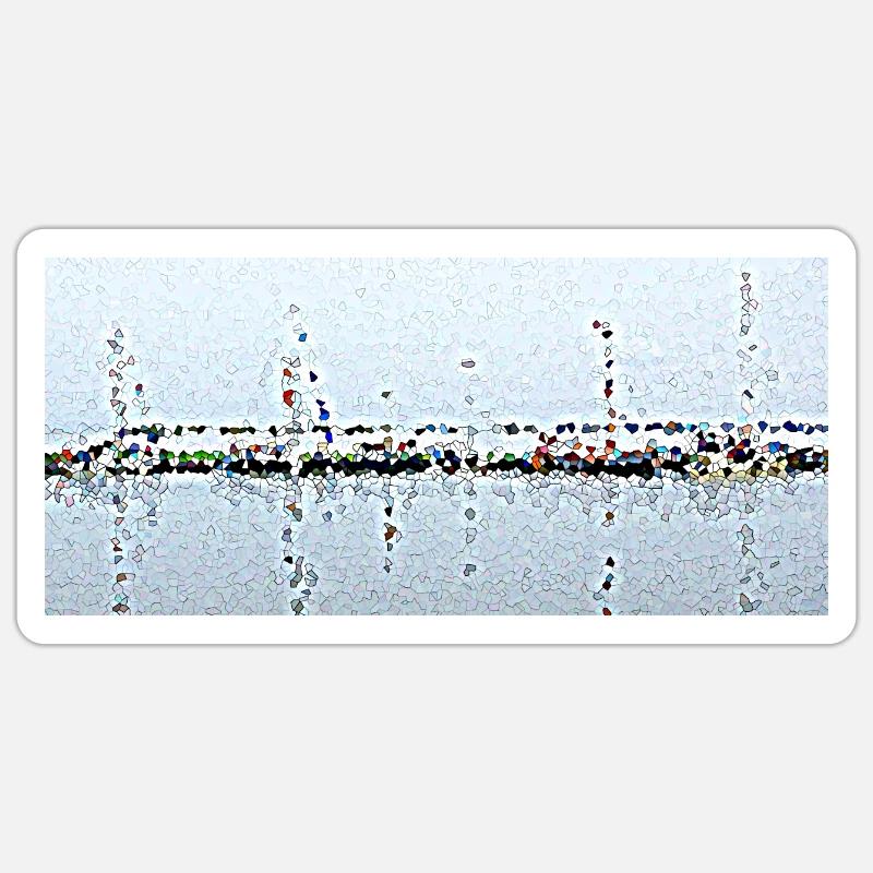Les bateaux et leur reflet - Sticker taille S (10 x 10 cm) - blanc mat
