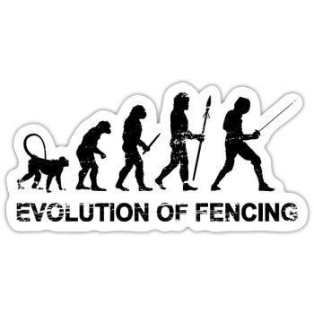 Entwicklung des Fechtens - Sticker Größe S (10 x 10 cm) - Mattweiß - Vorne